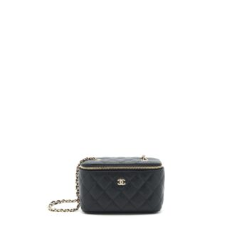 Chanel Caviar Long Vanity case with chain Caviar black LGHW
