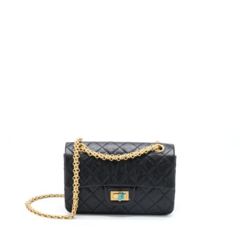 Chanel Mini 2.55 Reissue Flap Bag Aged Calfskin Black GHW (Microchip)