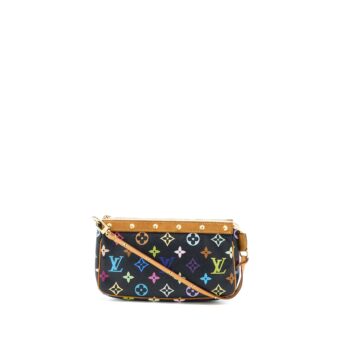 Louis Vuitton Vintage Pochette Accessories Multicolour Monogram Canvas Black GHW