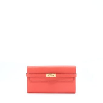 Hermes Kelly Long Wallet Epsom Rose Jaipur GHW Stamp X