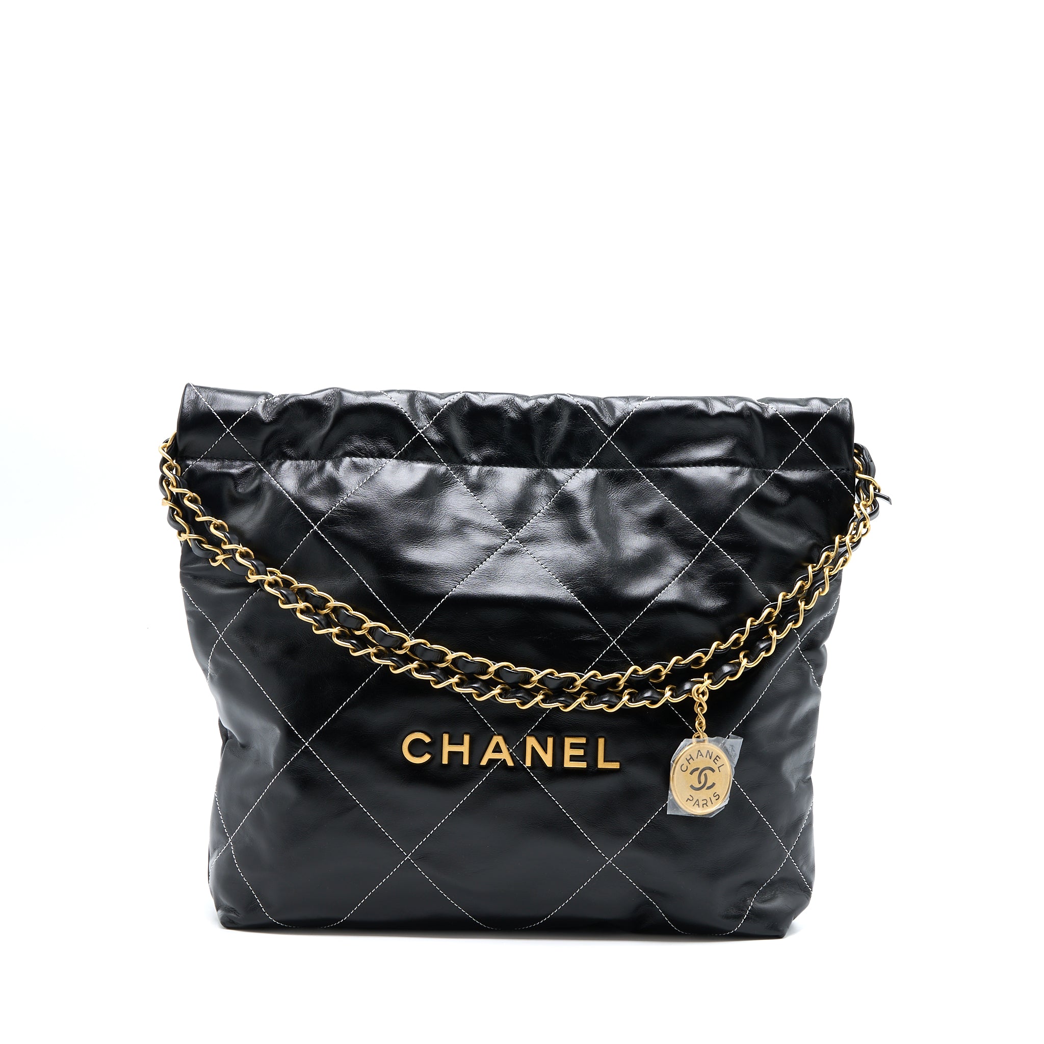 Chanel Small 22 Bag Shiny Calfskin Black GHW (Microchip)