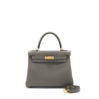 Hermes Kelly 25 Togo 8F Gris Etain GHW Stamp Z