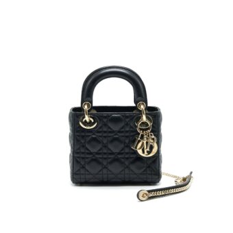 Dior mini Lady Dior Lambskin black with GHW