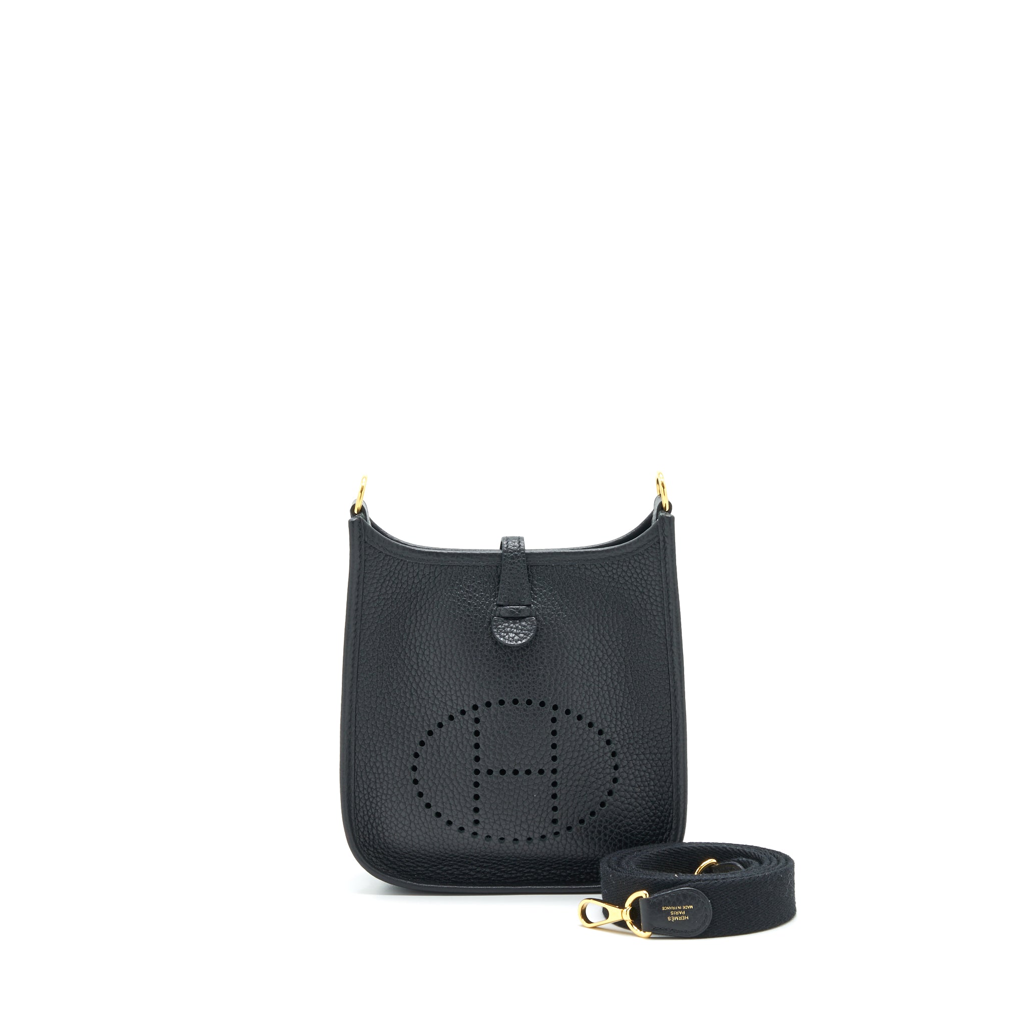 Hermes Mini Evelyne Black GHW Stamp Y
