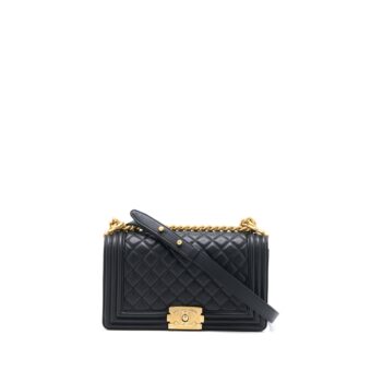 Chanel Medium Boy Bag Lambskin Black Brushed GHW
