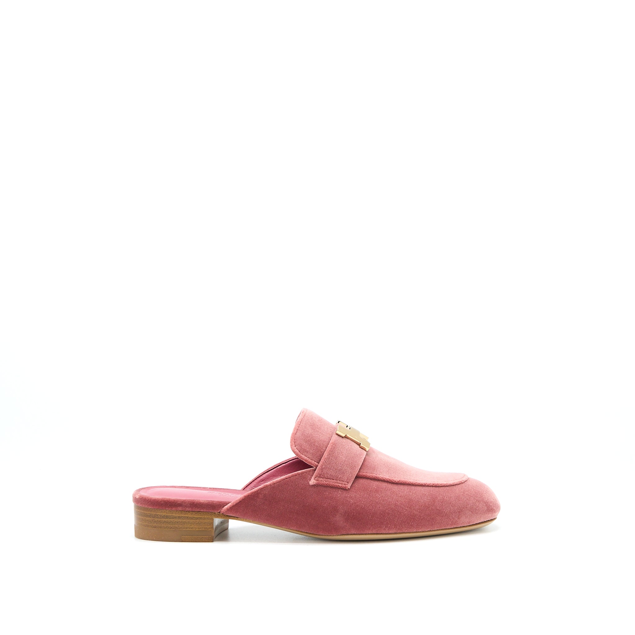 Hermes Size 35 Trocadero Rose Poudre Velvet H Logo Buckle Mule Slide Shoes GHW - Image 5