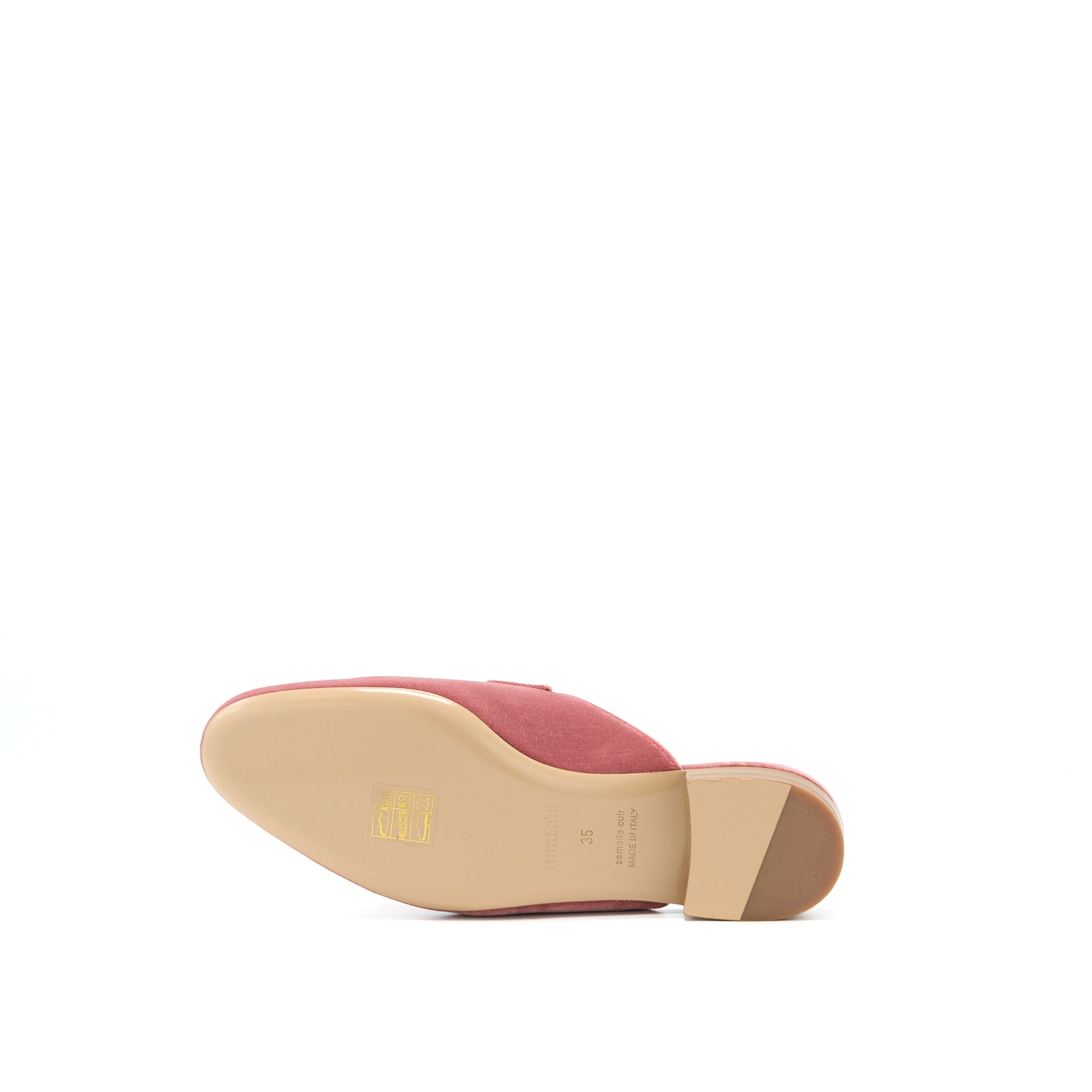 Hermes Size 35 Trocadero Rose Poudre Velvet H Logo Buckle Mule Slide Shoes GHW - Image 6