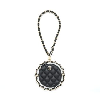 Chanel Round Clutch With Chain Lambskin Black LGHW