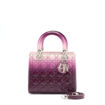 Dior Medium Lady Dior Patent White/Purple SHW