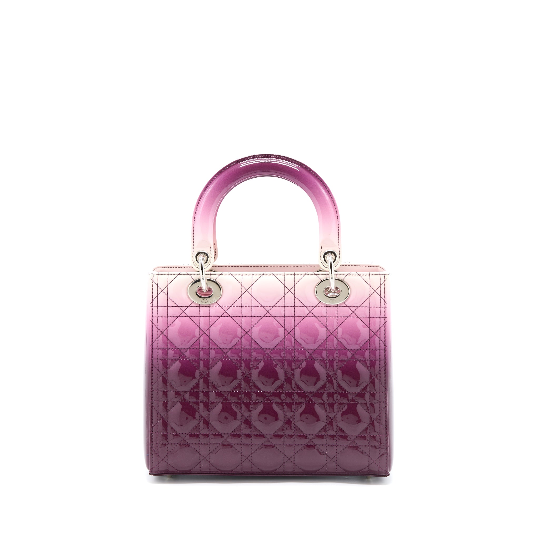 Dior Medium Lady Dior Patent White/Purple SHW - Image 2