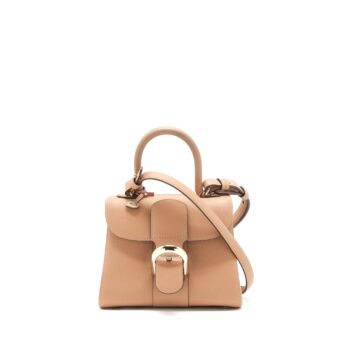 Delvaux Mini Brilliant Bag Grained Calfskin Beige GHW