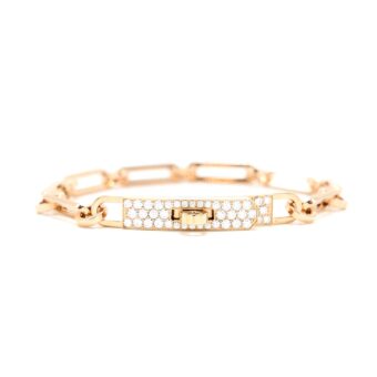 Hermes Size ST Kelly Chaine Bracelet Small Model Rose Gold Diamonds