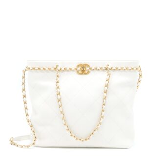 Chanel Tote Bag Quilted Calfskin White Brushed GHW