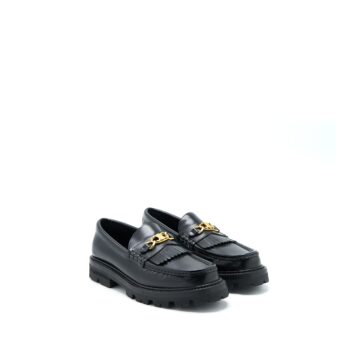 Celine Size 38 Triomphe Chunky Loafer Calfskin Black GHW