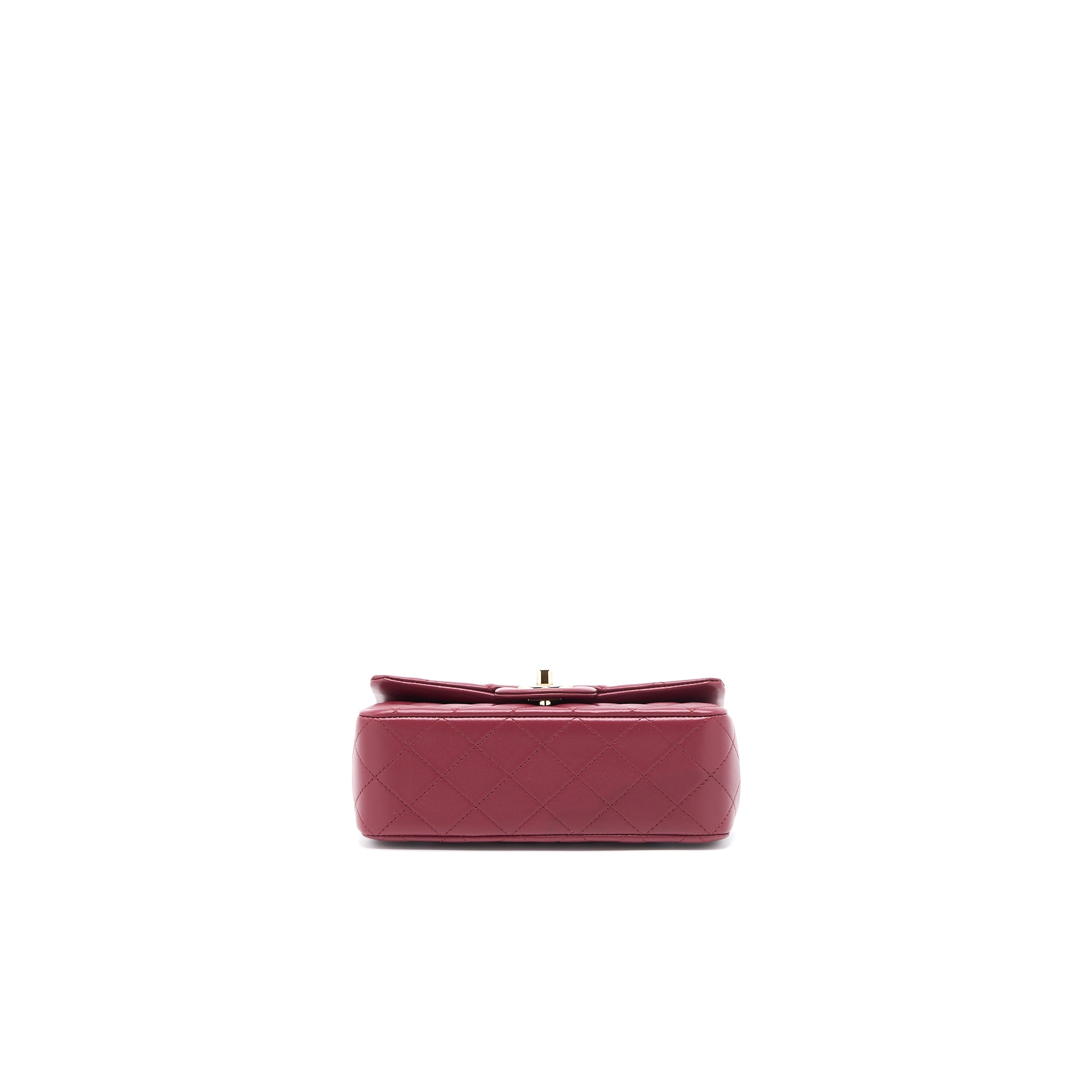 Chanel Top Handle Mini Rectangular Flap Bag Lambskin Burgundy GHW (Microchip) - Image 5