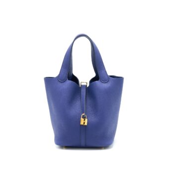 Hermes Picotin 22 Lock Bag Taurillon Maurice Blue Saphir GHW Stamp Z