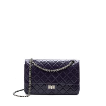 Chanel Large 2.55 Reissue Flap Bag Aged Calfskin Dark Purple Ruthenium Hardware
