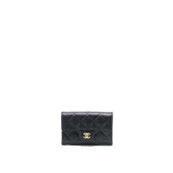 Chanel Classic Quilted Flap Card Holder Caviar Black GHW (Microchip)