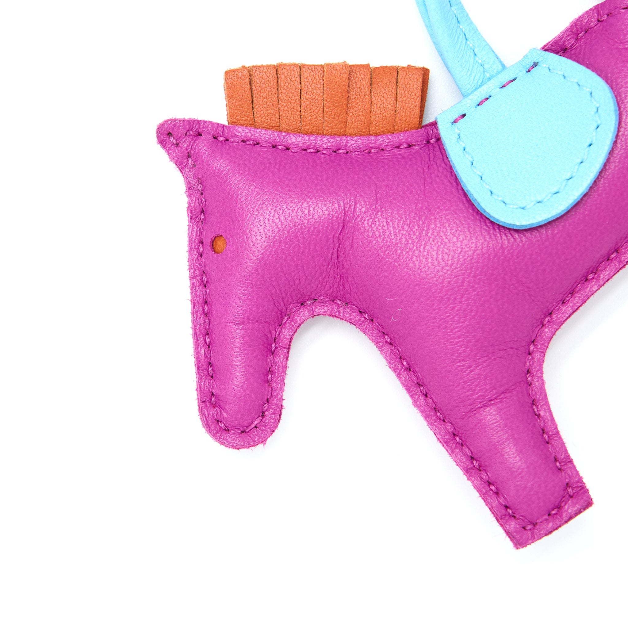 Hermes Rodeo PM Bag Charm Pink/Light Blue Stamp A - Image 2