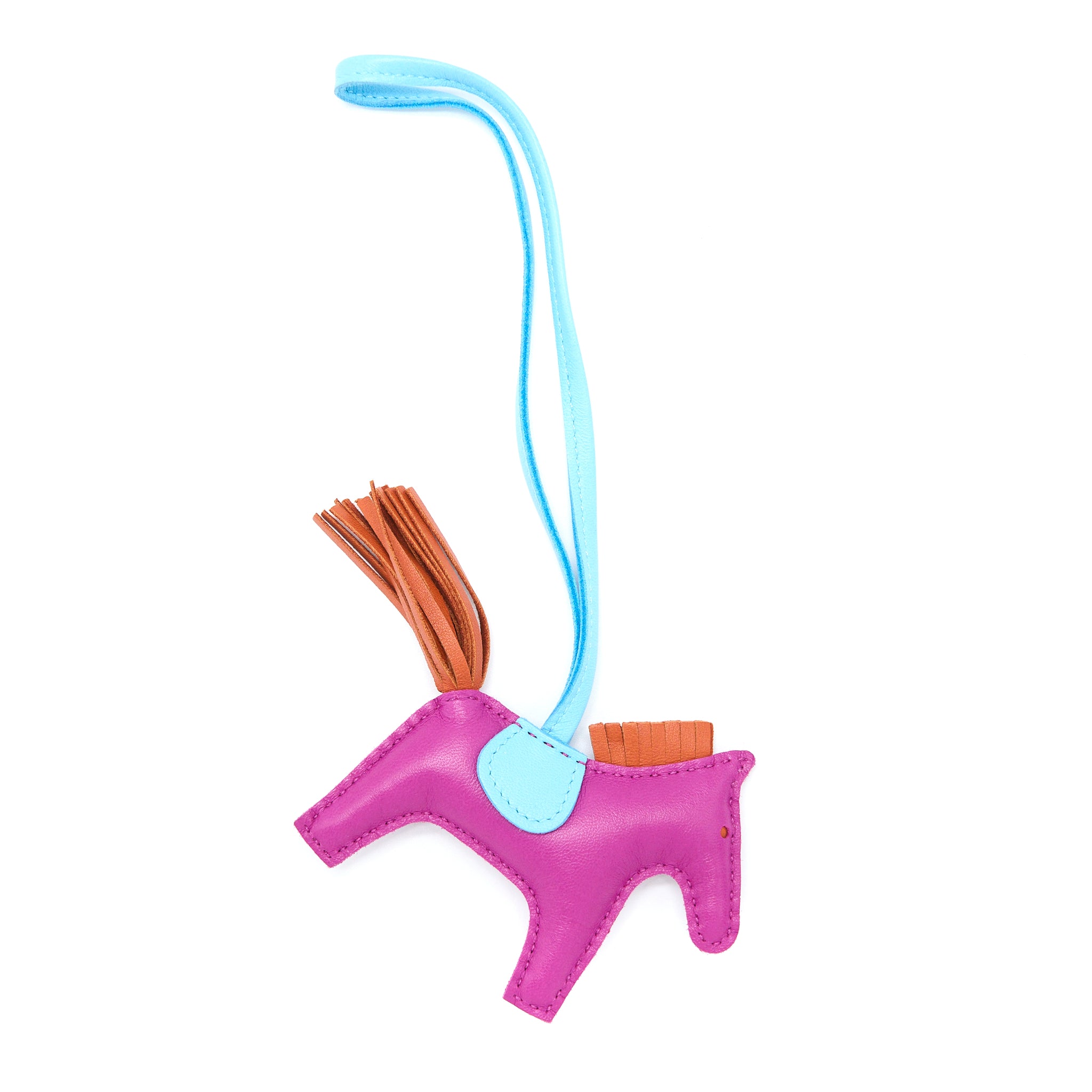 Hermes Rodeo PM Bag Charm Pink/Light Blue Stamp A - Image 3