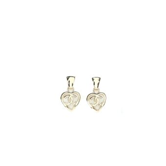 Chanel Heart Shape Dropped Earring Light Gold Tone