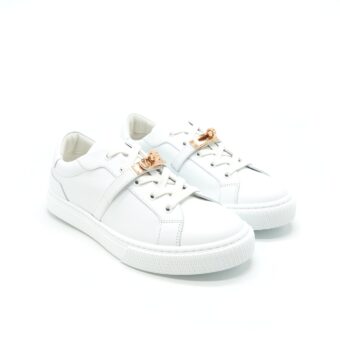 Hermes Day Sneaker Size38 Calfskin with Iconic Rose Gold Plated Kelly Buckle