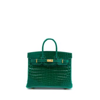 Hermes Birkin 25 Shiny Crocodile 6Q Vert Emeraude GHW Stamp D