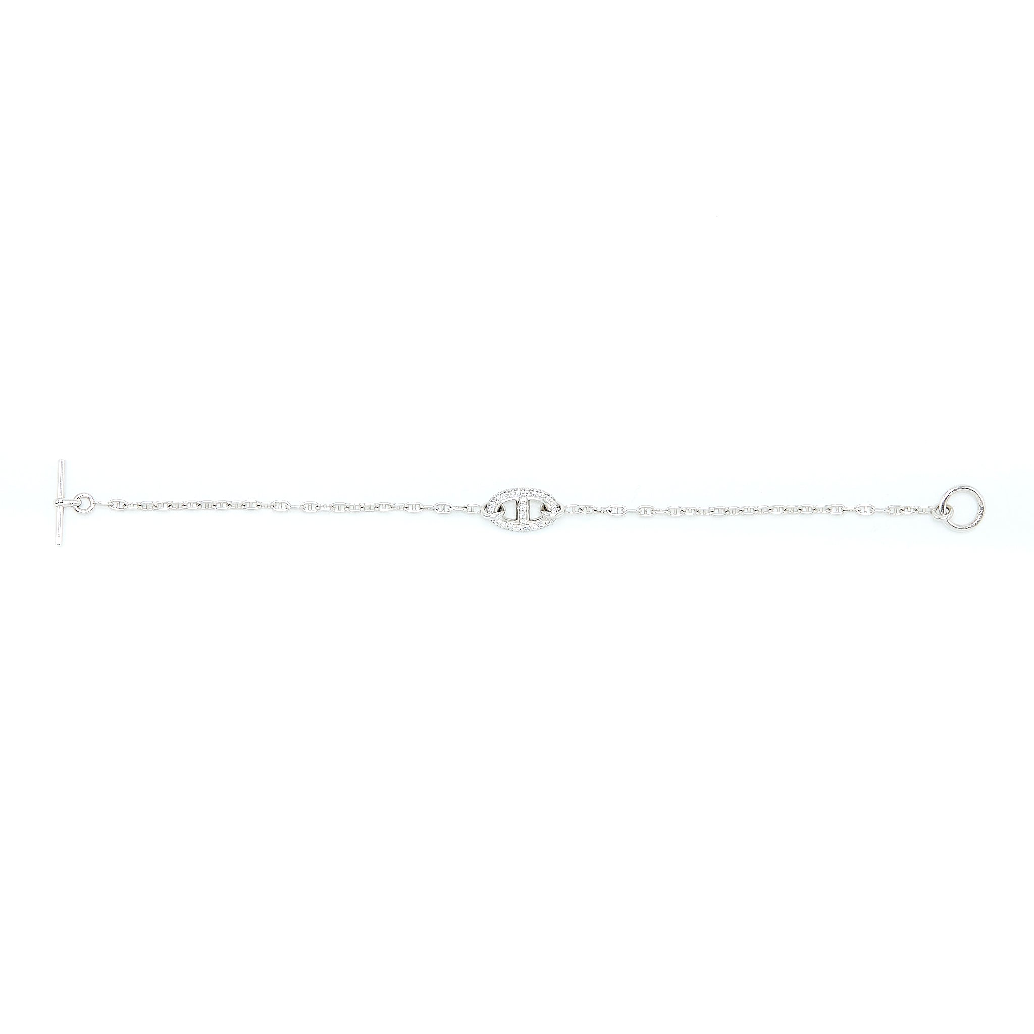 Hermes Size ST New Farandole Bracelet Toggle Closure White Gold With Diamonds - Image 4