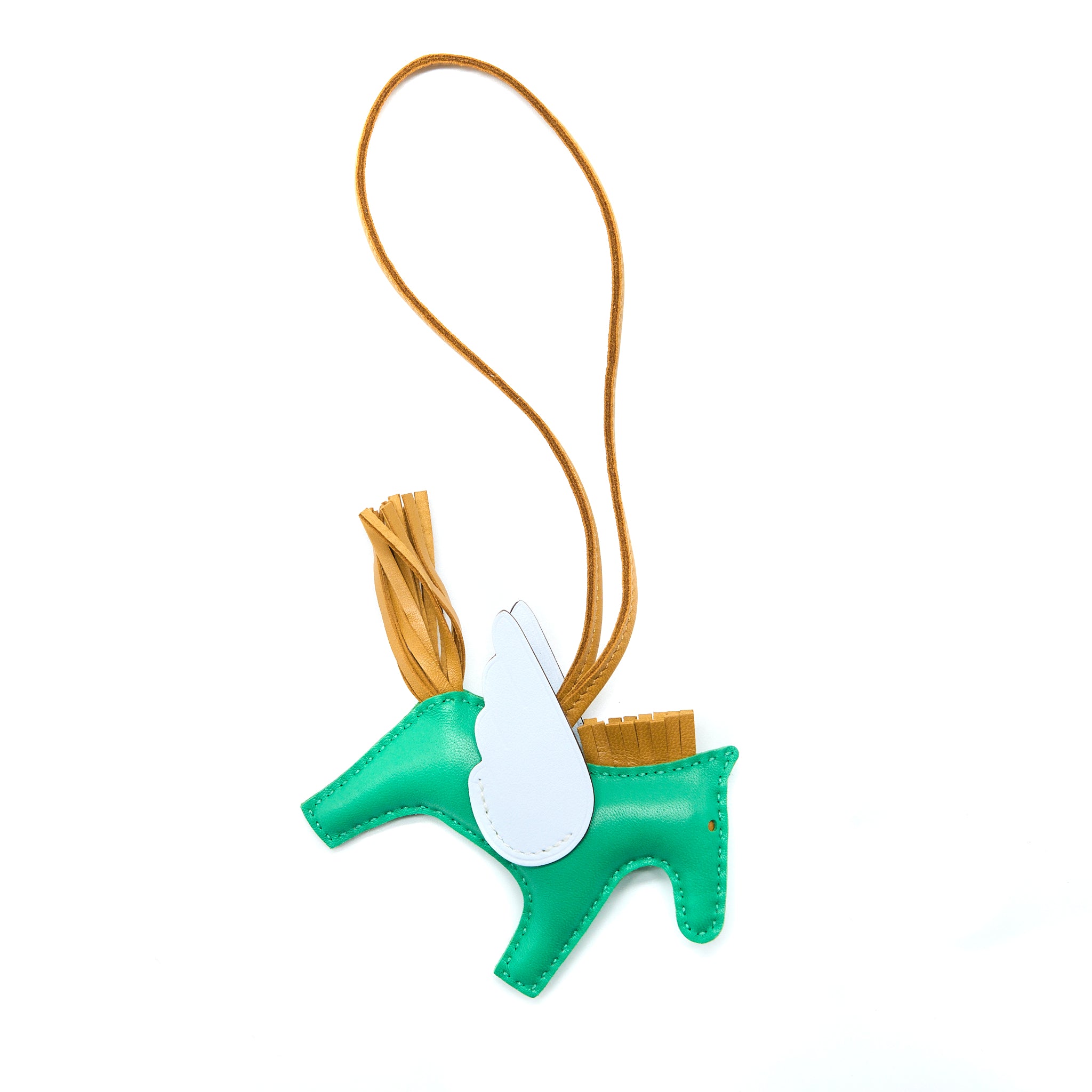 Hermes Rodeo Pegase PM Bag Charm Menthe/Sesame/Blue Bruce Stamp Z - Image 3