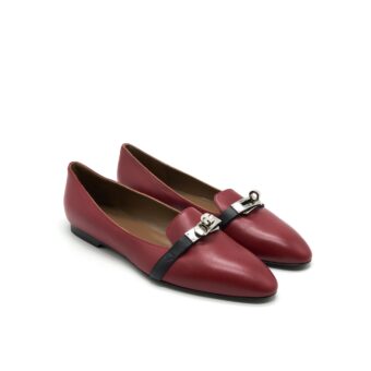 Hermes Buckle Flat Shoes In Red