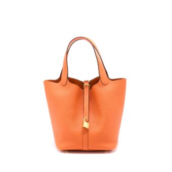Hermes Picotin 22 Lock Bag Clemence 9J Feu GHW Stamp Y