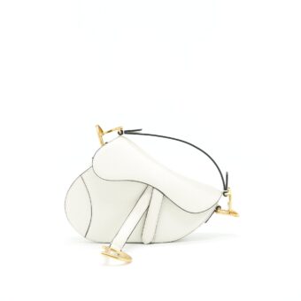 CHRISTIAN DIOR SMALL SADDLE BAG WHITE GHW