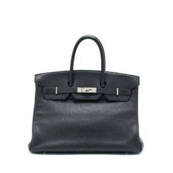 Hermes Birkin 35 Calfskin Black SHW Stamp Square E