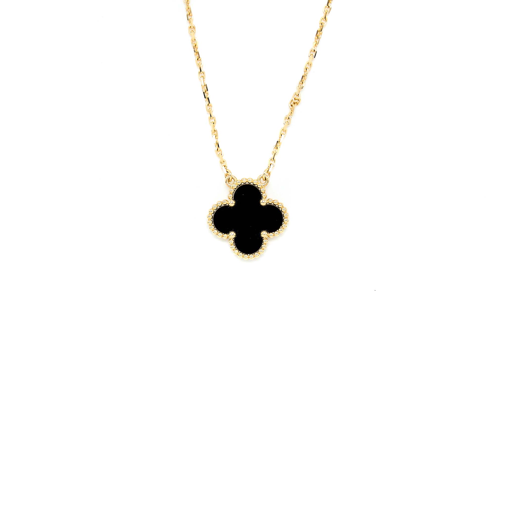 Van Cleef & Arpels Vintage Alhambra Pendant Black Onyx/18k Yellow Gold