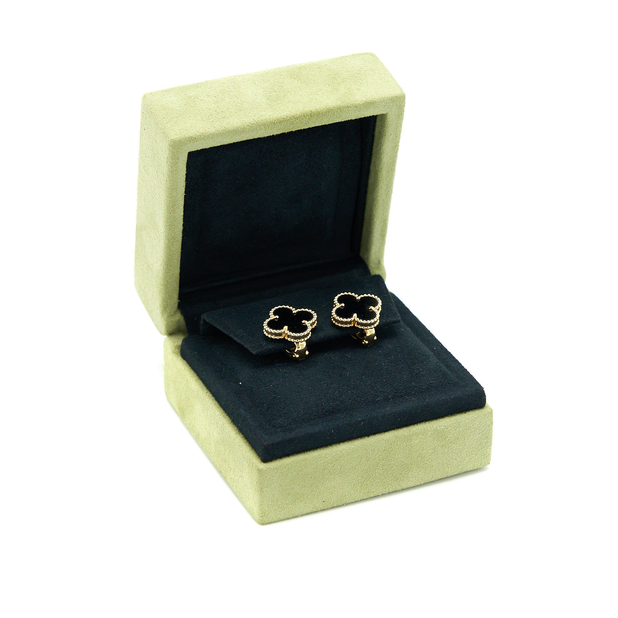 Van Cleef & Arpels Vintage Alhambra Earrings Onyx/18K Yellow Gold - Image 2