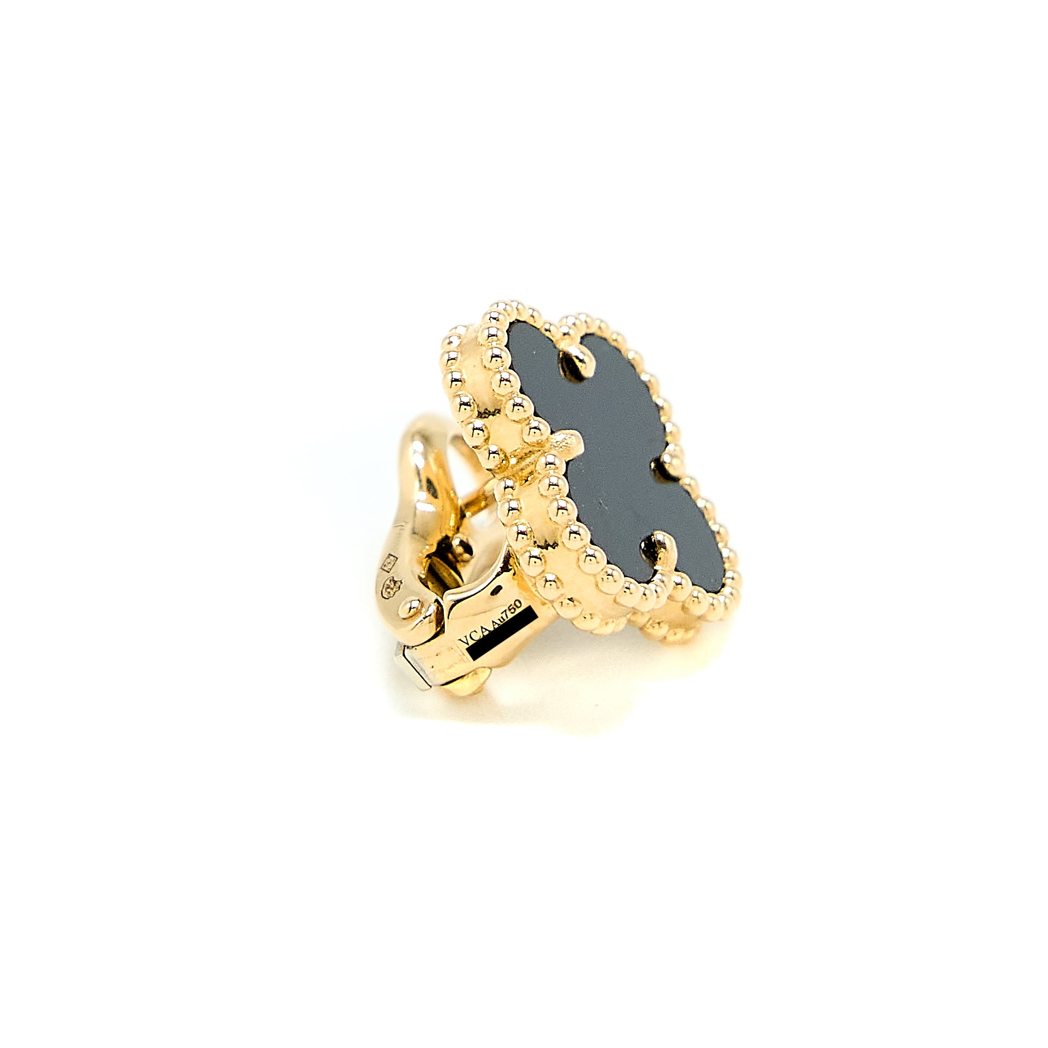 Van Cleef & Arpels Vintage Alhambra Earrings Onyx/18K Yellow Gold - Image 5