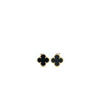 Van Cleef & Arpels Vintage Alhambra Earrings Onyx/18K Yellow Gold
