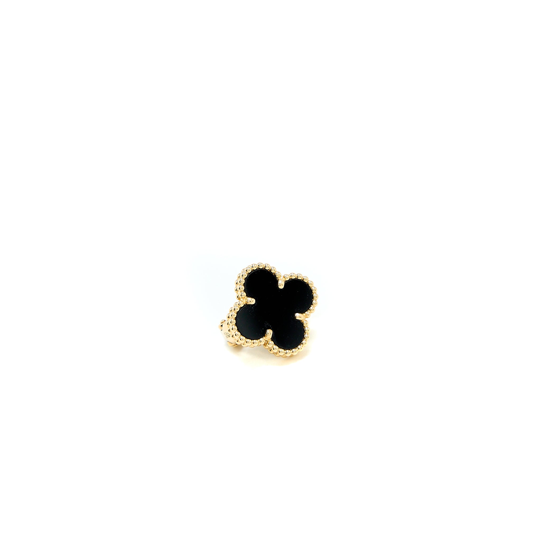 Van Cleef & Arpels Vintage Alhambra Earrings Onyx/18K Yellow Gold - Image 3