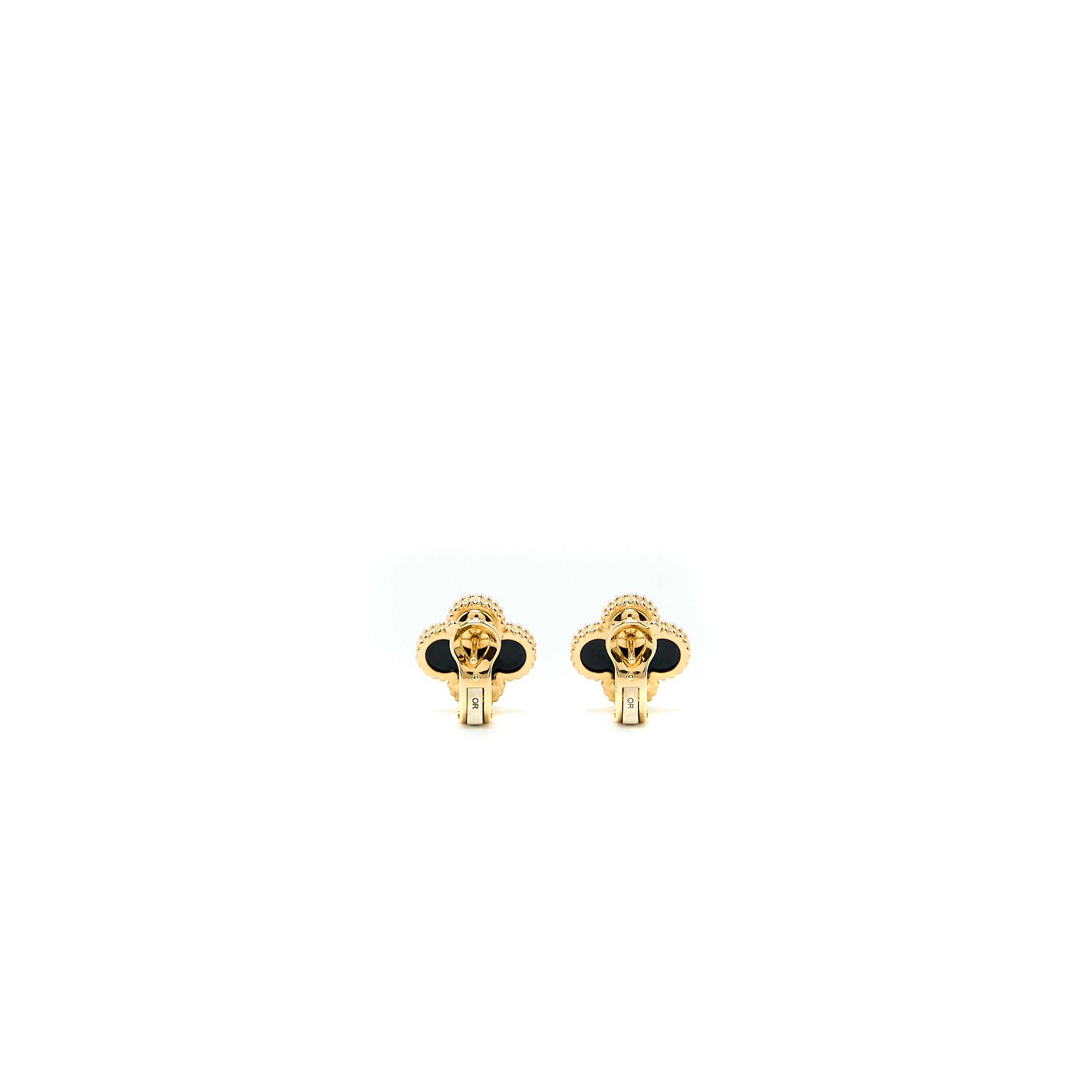 Van Cleef & Arpels Vintage Alhambra Earrings Onyx/18K Yellow Gold - Image 4