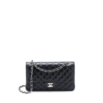 Chanel Medium Classic Double Flap Bag Lambskin Black SHW