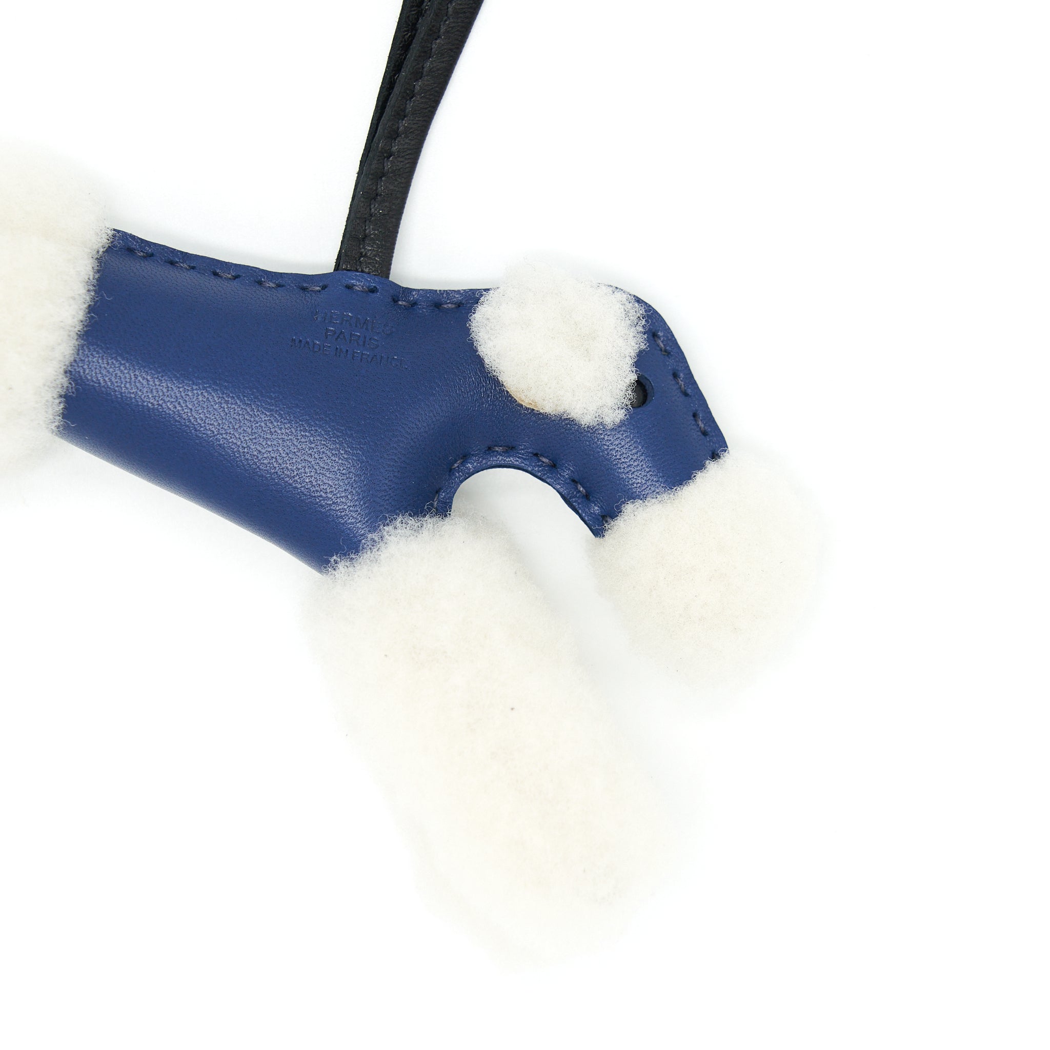 Hermes Buddy Bag Charm Blue Saphir/Black Stamp U - Image 2