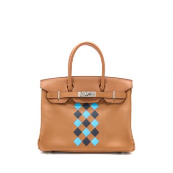 Hermes Birkin 30 Tressage Swift/Epsom Gold/Bleu Indigo/Bleu Nord SHW Stamp D