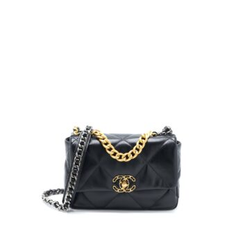 Chanel Small 19 Bag Lambskin Black Multicolour Hardware