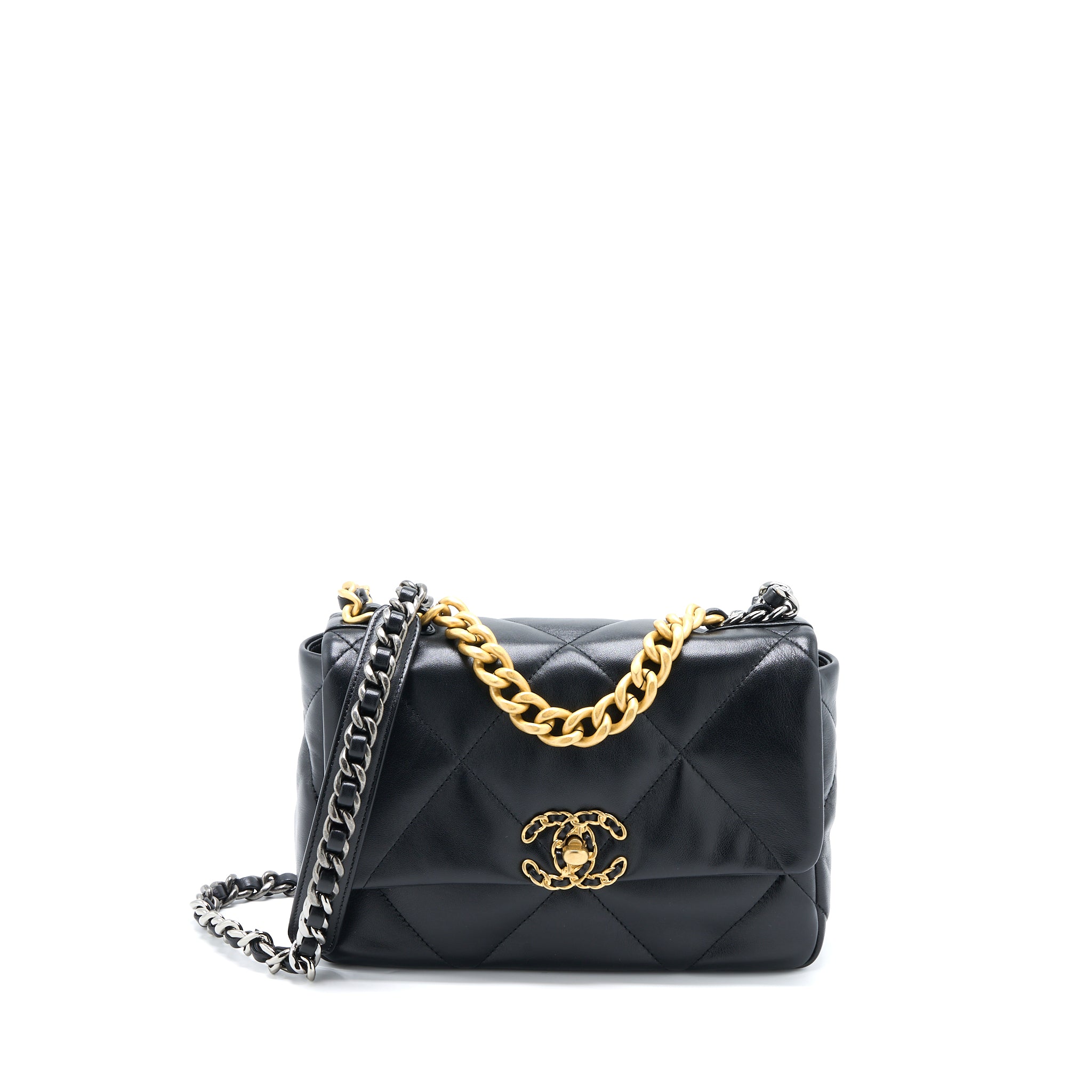 Chanel Small 19 Bag Lambskin Black Multicolour Hardware