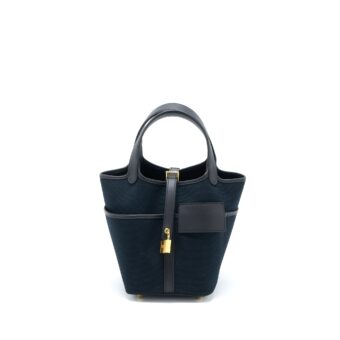 Hermes Cargo Picotin 18 Pocket Bag Canvas/Swift Black GHW Stamp U