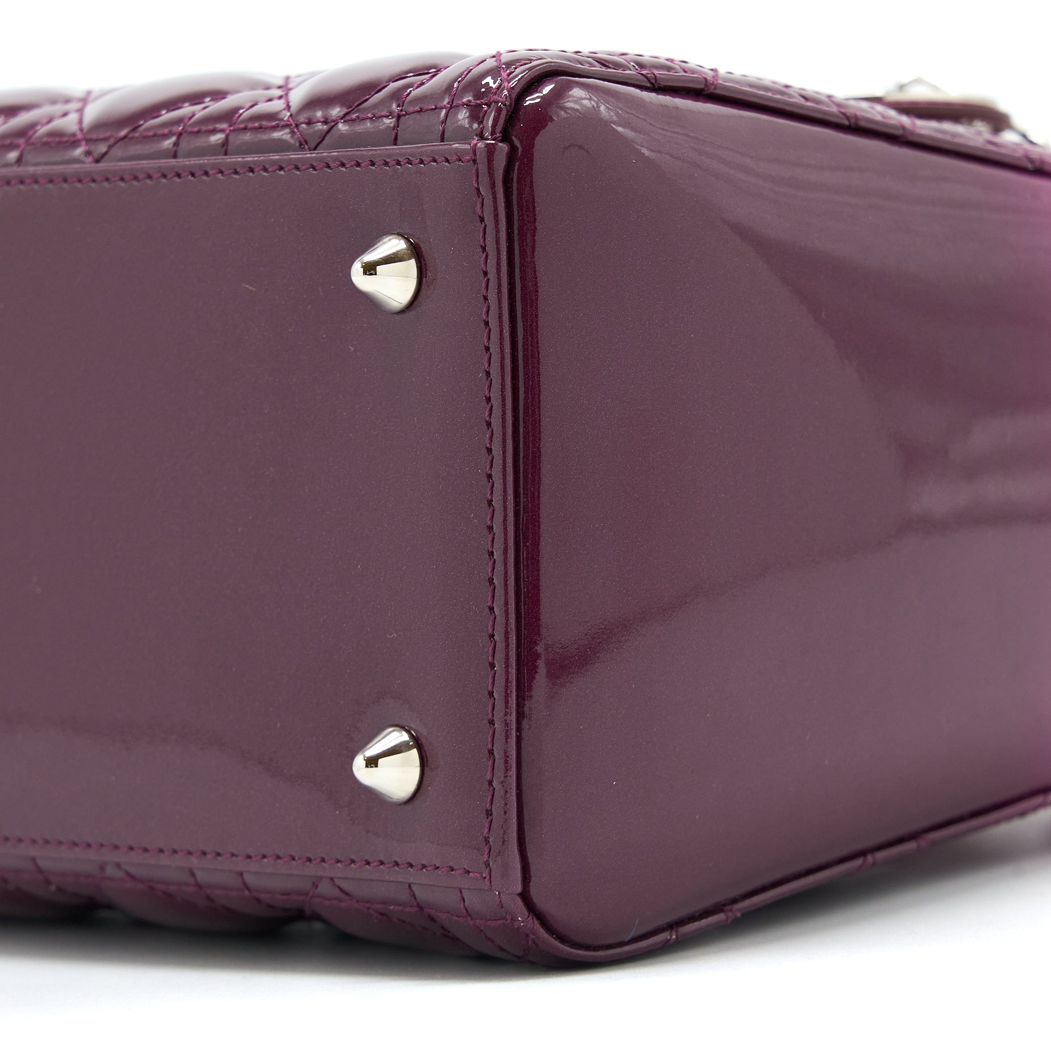 Dior Medium Lady Dior Patent White/Purple SHW - Image 10