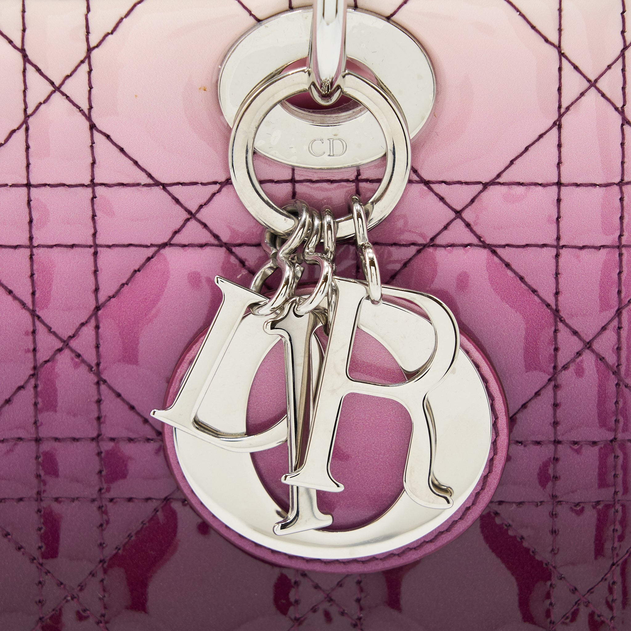 Dior Medium Lady Dior Patent White/Purple SHW - Image 7