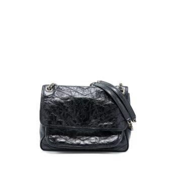 Saint Laurent Niki Aged Calfskin Black With Black And Ruthenium Hardware