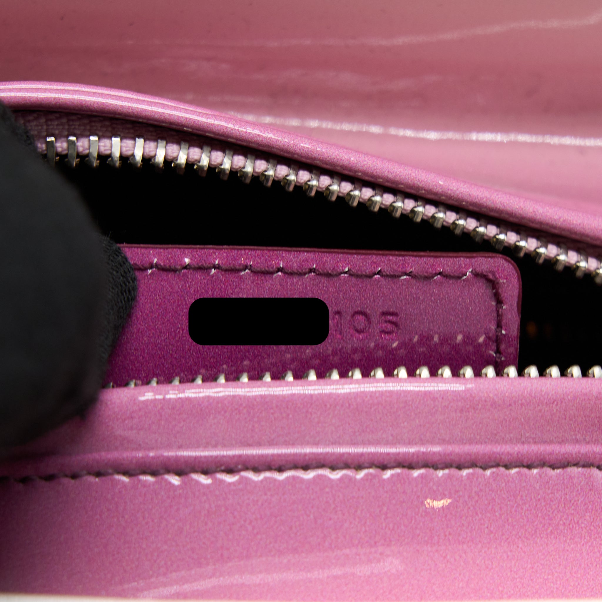 Dior Medium Lady Dior Patent White/Purple SHW - Image 13