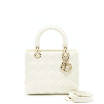 Dior Medium Lady Dior Bag Lambskin White LGHW